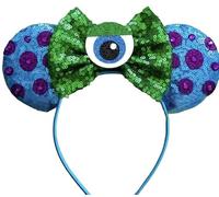 CLGIFT Rose Gold Minnie Ears, Iridescent, Silver, Blue, Rainbow, Red; Handmade; Flexible Headband; Sequin Both Sides; Bow Size - 5 inches; Unisex-Adults; Female, Children, Adult Women