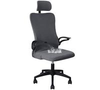 CLGTY Ergonomic Office Chair Cover, Water Resistant Desk Chair Cover With Headrest Cover Stretch Computer Chair Slipcover Removable Washable For Office Executive Chair-dark grey-2 piece