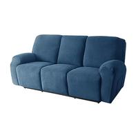 CLGTY Stretch 8-piece recliner couch covers 3 Seat, Soft Jacquard Fabric reclining sofa slipcover with Pocket Armchair Covers For Pets Kids-Royal blue-3 seater