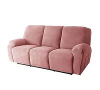 CLGTY Stretch 8-piece recliner couch covers 3 Seat, Soft Jacquard Fabric reclining sofa slipcover with Pocket Armchair Covers For Pets Kids-pink-3 seater