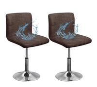 CLGTY Waterproof Bar Stool Covers With Backs, 2 Pack Stretch PU Leather Swivel Bar Stool Seat Covers Stain Resistant Washable Stool Cover With Elastic Bottom For Pub Dining Room-coffee-2 pack