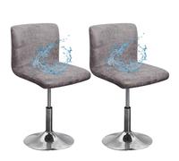 CLGTY Waterproof Bar Stool Covers With Backs, 2 Pack Stretch PU Leather Swivel Bar Stool Seat Covers Stain Resistant Washable Stool Cover With Elastic Bottom For Pub Dining Room-light grey-2 pack