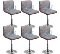 CLGTY Waterproof Bar stool covers with backs, Six stools Stretch PU Leather Swivel bar stool seat covers Stain Resistant Washable stool cover with Elastic Bottom for Pub Dining Room-light grey-6 pack