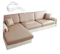 CLGTY Waterproof Couch Cushion Covers For Sofa, PU Leather L-Shaped Seat Cushion Cover Individual Separate Sectional Sofa Slipcovers Form Fitted For Cat Dog-Khaki-Chaise seat
