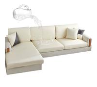 CLGTY Waterproof Couch Cushion Covers For Sofa, PU Leather L-Shaped Seat Cushion Cover Individual Separate Sectional Sofa Slipcovers Form Fitted For Cat Dog-cream-Large 3 seater