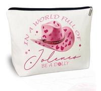CLHHM Dolly Fans Gifts for Women Pink Inspired Music Lover Gift Cosmetic Bag Makeup Bag Western Hat Singer Gifts for Women Family Sister Friends Daughter Graduation Halloween Birthday Christmas, Pink