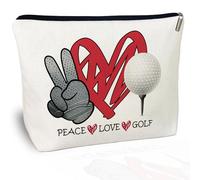 CLHHM Golf Gifts Makeup Bag, Peace & Love Design Cosmetic Pouch for Women, Golf Lovers, Mom, Grandma, Sister, Inspirational Birthday Gifts for Her, Coworker, BFF (Sports Theme)