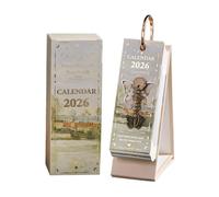 clhjinruoliu 2026 Vintage European Style Oil Painting Flip Calendar, Elegant Desktop Decoration for Home Office, Creative Daily Tear-Off Calendar with Butterfly Pendant, Gift for Women,Style 1