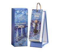 clhjinruoliu 2026 Vintage European Style Oil Painting Flip Calendar, Elegant Desktop Decoration for Home Office, Creative Daily Tear-Off Calendar with Butterfly Pendant, Gift for Women,Style 4