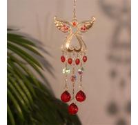 clhjinruoliu Angel Crystal Wind Chimes Sun Catchers for Window, Suncatcher Crystals Hanging Rainbow Maker for Windows Garden Prisms Ornament,Red