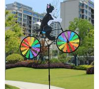 clhjinruoliu Animal Bicycle Wind Spinners Outdoor Wind Spinners for Yard and Garden, 3D Wind Sculptures & Spinners, Funny Windmill Decor Wind Spinner Pinwheels for Lawn, Park,Cat B