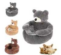 clhjinruoliu Bear Shaped Pet Bed, Dog Bed with Arms, Cute Soft Warm Cuddle Nest, Soft Plush Pet Sofa, with Detachable Cover & Non-Slip Base, for Cats and Small Dogs,Gray,L