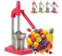 Clhjinruoliu Cast Iron Juicer Hand Press-Easy-to-Clean, Heavy Duty Manual Juicer, Stainless Steel Lemon Squeezer, for Fresh Lemonade Orange Juice,Red
