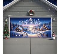 Clhjinruoliu Christmas Garage Door Banner Cover Decorations, Garage Door Covers Large Christmas Backdrop Decorations, Merry Xmas Backdrop Banner for Indoor Outdoor Party,December,16 * 7FT