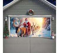 Clhjinruoliu Christmas Garage Door Banner Cover Decorations, Garage Door Covers Large Christmas Backdrop Decorations, Merry Xmas Backdrop Banner for Indoor Outdoor Party,Santa Claus,6.5 * 5FT
