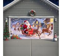 Clhjinruoliu Christmas Garage Door Banner Cover Decorations, Garage Door Covers Large Christmas Backdrop Decorations, Merry Xmas Backdrop Banner for Indoor Outdoor Party,Deer,13 * 6FT