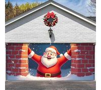 Clhjinruoliu Christmas Garage Door Banner Cover, Merry Xmas Backdrop Banner, Garage Door Covers Large Christmas Backdrop Decorationsfor Indoor Outdoor Party,Santa Claus A,8 * 7FT
