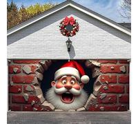 Clhjinruoliu Christmas Garage Door Banner Cover, Merry Xmas Backdrop Banner, Garage Door Covers Large Christmas Backdrop Decorationsfor Indoor Outdoor Party,Santa Claus B,6.5 * 5FT