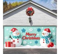 Clhjinruoliu Christmas Garage Door Cover, Christmas Garage Door Banner Decoration, Santa Claus Backdrop, Merry Xmas Backdrop Cover for Indoor Outdoor Wall Decor,Snowman,16 * 7ft