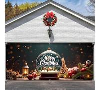 Clhjinruoliu Christmas Garage Door Cover, Christmas Garage Door Banner Decoration, Santa Claus Backdrop, Merry Xmas Backdrop Cover for Indoor Outdoor Wall Decor,crystal ball,16 * 7ft