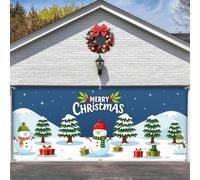 Clhjinruoliu Christmas Garage Door Cover, Christmas Garage Door Banner Decoration, Santa Claus Backdrop, Merry Xmas Backdrop Cover for Indoor Outdoor Wall Decor,Snow,8 * 7ft