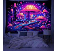clhjinruoliu Fluorescent Tapestry Night Glowing UV Fluorescent Tapestry Psychedelic Mushroom Personalized Starry Universe Decorative Tapestry Cloth,C,200x150cm/80 * 60inch