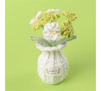 clhjinruoliu Forget Me Not Crochet Flower Potted, Cute Handmade Knitted Flowers with Vase Decoration for Home Office Living Room Table Creative Women Girls Gift,Green