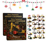 Clhjinruoliu Heavy Equipment Advent Calendar 2025, 24 Painted Machines, Miniature Construction Vehicle Christmas Countdown Calendar with 24 Different Mini Excavator Ornaments, Surprise Gift for Collec