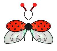 clhjinruoliu Kids Ladybug Wing Halloween Cosplay Costume Ladybird/Bee Wings with Headband Set for Girls Boys,Ladybug