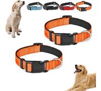 clhjinruoliu Magnetic Dog Collar, Double-Layer Fabric with Breathable and Reflective Design, Collar for Senior Dog, Adjustable Fit Dogs and Cats of Different Sizes,Orange,2PCS