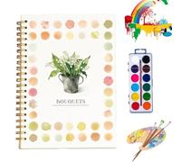 Clhjinruoliu Water Color Workbook, Animals Flowers Ocean Water Coloring Book, Nature Scenes Paint Set Art Crafts, Beginner-Friendly Watercolor Workbook,Bouquets