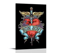 CLHWWPY Bon Jovi Great Singer Retro Music Album Cover Canvas Poster Wall Art Decorative Painting Bedroom Painting Posters 16x24inch(40x60cm) Frame-style