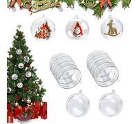 CLHXWU 20Pcs 6cm Clear Baubles,Clear Fillable Baubles, Plastic Fillable Christmas Baubles with Eyelet for Hanging, Separable, Reusable