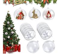 CLHXWU 20Pcs 8cm Clear Baubles,Clear Fillable Baubles, Plastic Fillable Christmas Baubles with Eyelet for Hanging, Separable, Reusable