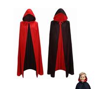 CLHXWU Vampire Cape Kids,Black and Red Cape with Hood,Vampire Costume Kids (120cm)