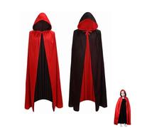 CLHXWU Vampire Cape Kids,Black and Red Cape with Hood,Vampire Costume Kids (90cm)