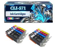 CLI-571 Ink Cartridges Compatible for Canon PIXMA MG5700 MG7700 TS6051 MG5750 MG7750 MG7751 MG7752 MG7753 TS6052 MG5751 TS8050 MG5752 TS8051 MG5753 Printers (2 Set)