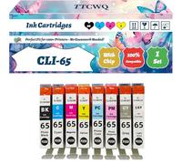 CLI-65 Ink Cartridges Compatible for Canon Pixma PRO-200 Printers, with Chip, High Yield 800 Pages, High-Definition Printing (1 Set)