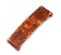 'Clic Clic' Stylish Copper/Black Marble Effect Print Hair Slide/Grip/Hair Clip with Silver Tone Closure - 75mm Across