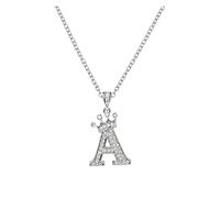 Clicitina 26 English Letters Full Pendant Necklace for Women Silver Rhinestone Necklaces AZ 26 Alphabet Initial Necklaces for Teenage Girls Jewelry GL100, B-a, One Size