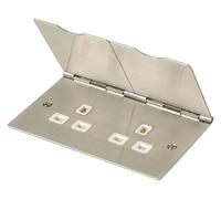 Click 13a 2 gang floor sockets with covers in stainless steel