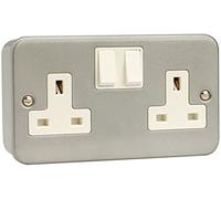 Click - 2 Gang DP 13A Metal Clad Switched Socket