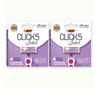 Click 5 Soleil Women's Razor Refills with 5 Flexible Blades and Recyclable Box, Pink, 8 Count
