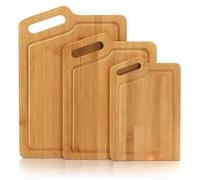 Click Bargain Cutting Board for Kitchen, Bamboo Chopping Board Set with Handle, Durable & Hard Wearing Bamboo Cutting Boards with Juice Groove Ideal for Meat Vegetable & Cheese