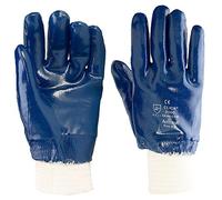 Click Blue Nitrile Heavy Duty Work Gloves 10 Pair Pack Knit Wrist Size 10 XL