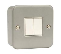 Click CL012 Metal Clad 10AX 2 Gang 2 Way Plate Switch