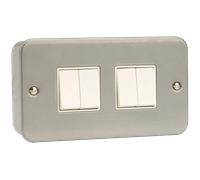Click CL019 Metal Clad 10AX 4 Gang 2 Way Plate Switch