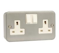 Click Scolmore Essentials Metal Clad 2 Gang Double Pole 13A Switched Socket - CL036