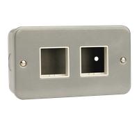 Click CL404 Metal Clad 2 Gang MiniGrid Unfurnished Plate - 2+2 Aperture