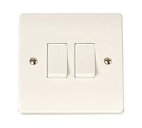 Click Curva 10A 2 Gang 2 Way Rocker Light Switch CCA012
